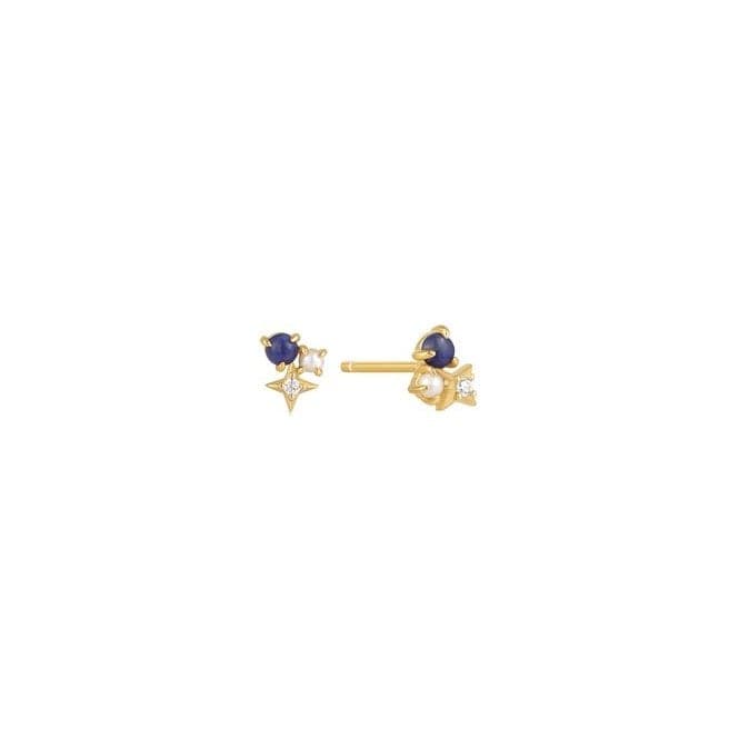Gold Lapis Star Stud Earrings E039 - 01G - LAnia HaieE039 - 01G - L