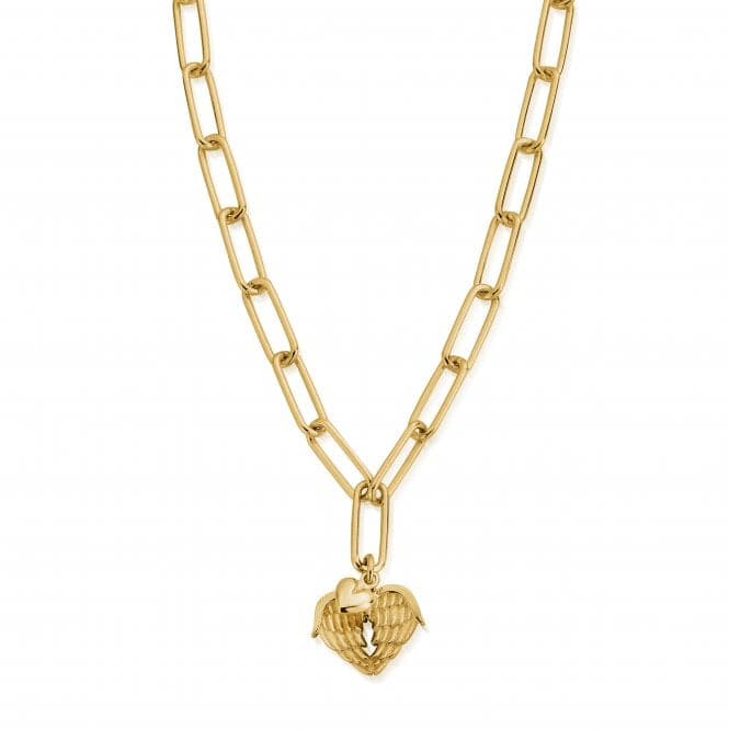 Gold Link Chain Faith and Love Necklace GNLC10244014ChloBoGNLC10244014