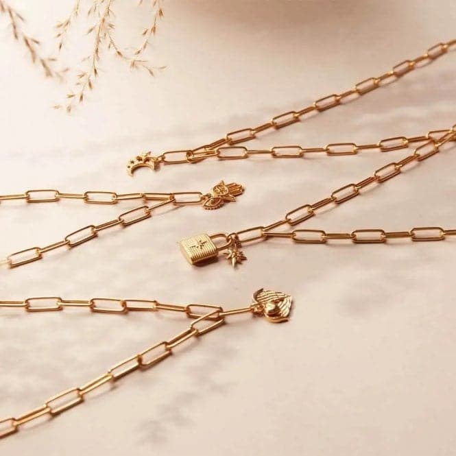 Gold Link Chain Faith and Love Necklace GNLC10244014ChloBoGNLC10244014