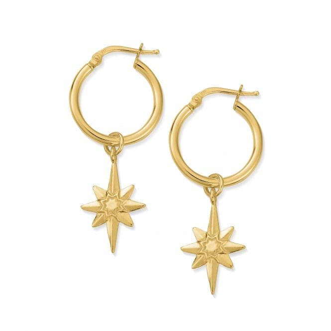 Gold Lucky Star Hoop Earrings GEH2087ChloBoGEH2087