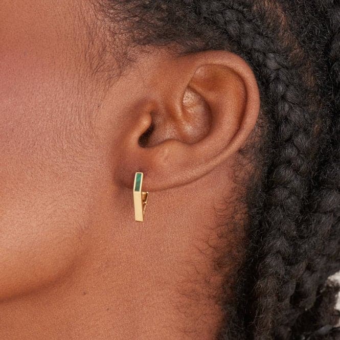 Gold Malachite Angular Hoop Earrings E042 - 02G - MAnia HaieE042 - 02G - M