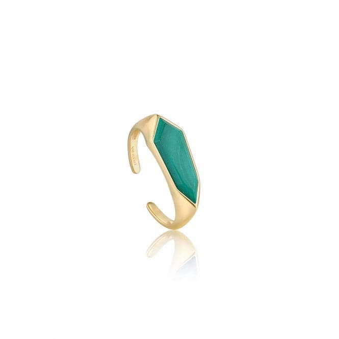 Gold Malachite Emblem Adjustable Ring R042 - 01G - MAnia HaieR042 - 01G - M