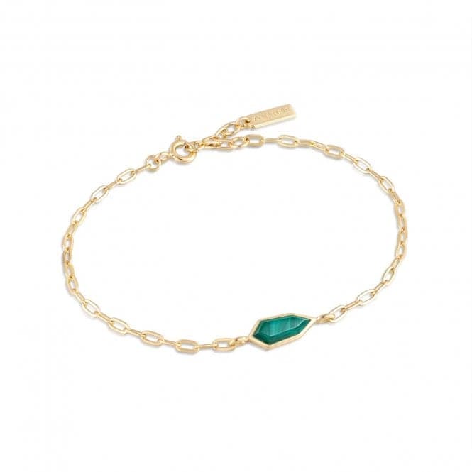 Gold Malachite Emblem Chain Bracelet B042 - 01G - MAnia HaieB042 - 01G - M