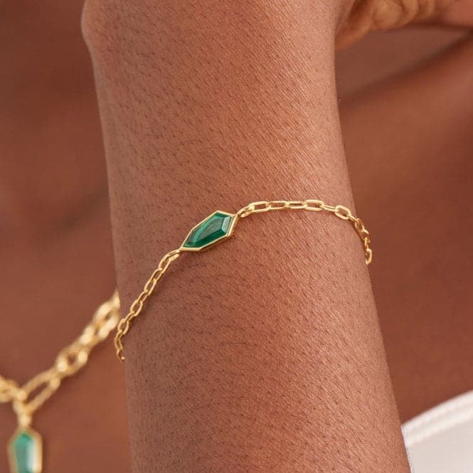 Gold Malachite Emblem Chain Bracelet B042 - 01G - MAnia HaieB042 - 01G - M