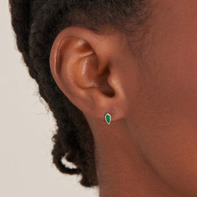 Gold Malachite Emblem Stud Earrings E042 - 01G - MAnia HaieE042 - 01G - M