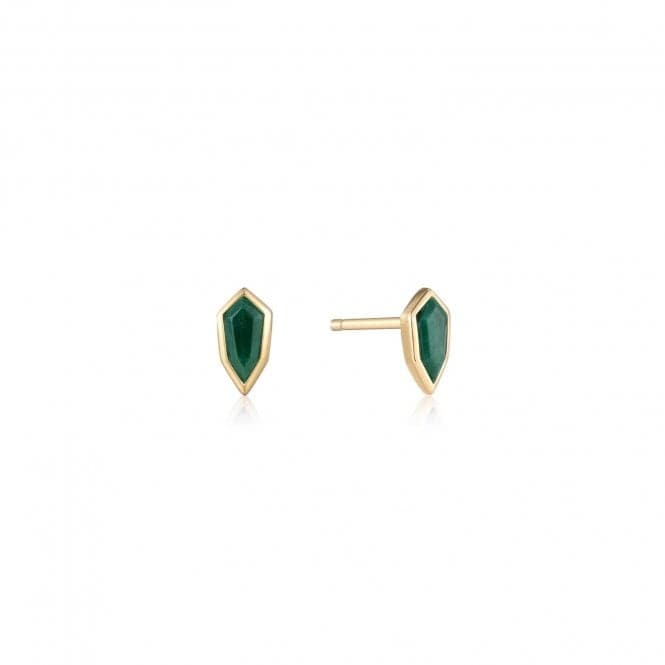 Gold Malachite Emblem Stud Earrings E042 - 01G - MAnia HaieE042 - 01G - M