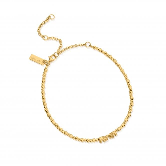 Gold Mini Cute Lucky Elephants Anklet GANMC4039ChloBoGANMC4039