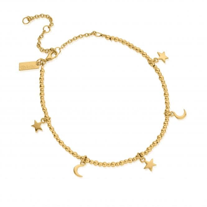 Gold Mini Cute Moon & Stars Anklet GANMC8101102ChloBoGANMC8101102