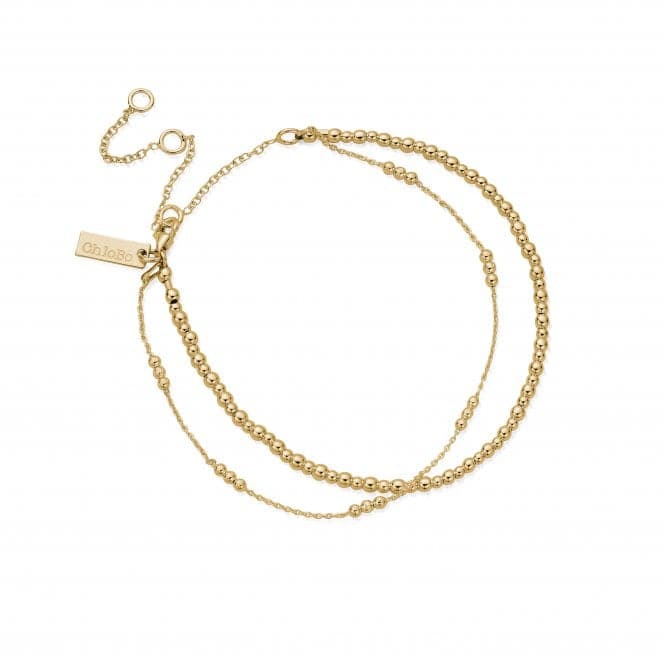 Gold Mini Cute Triple Bobble Chain Anklet GANMCTBBChloBoGANMCTBB