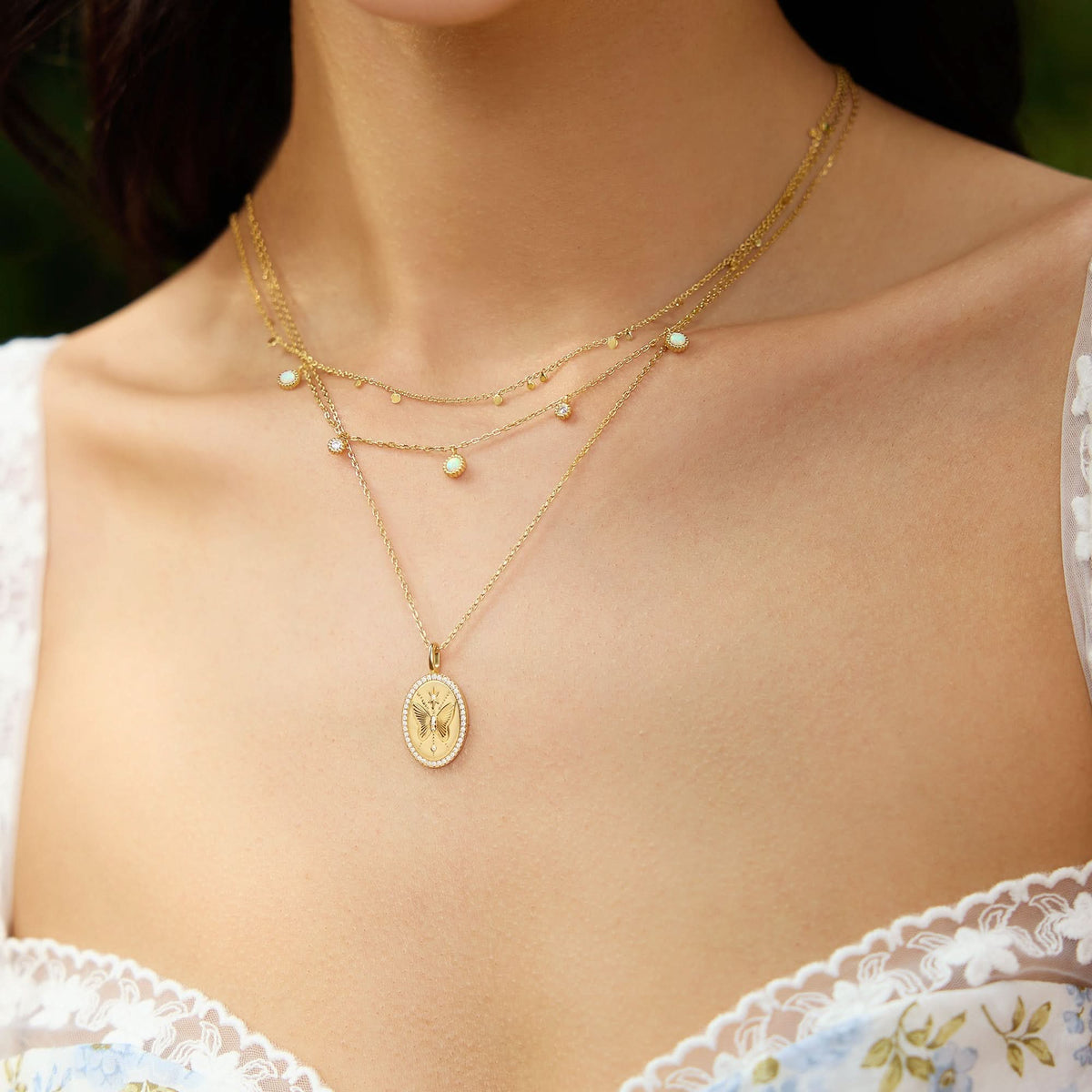 Gold Mini Disc Drop Stacking Necklace N063 - 02GAnia HaieN063 - 02G