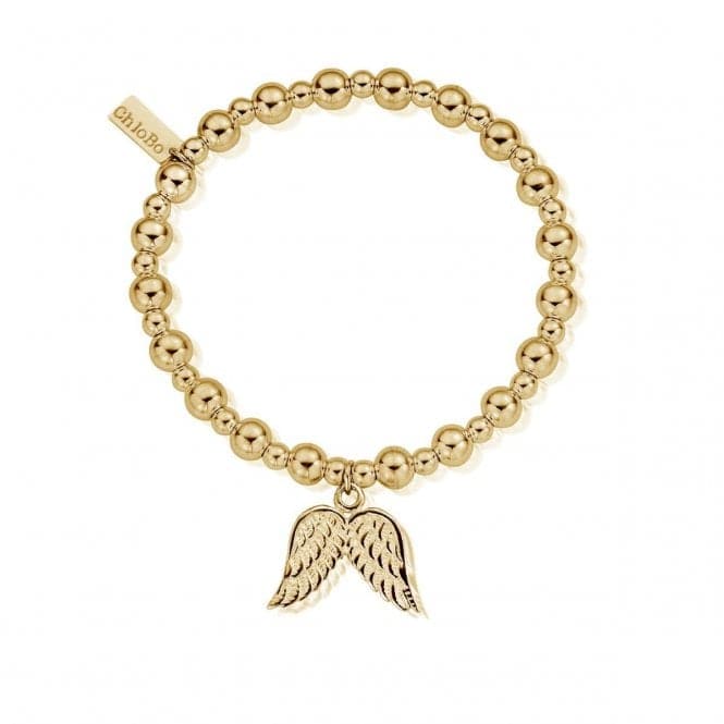 Gold Mini Small Ball Double Angel Wing Bracelet GBMSB701ChloBoGBMSB701