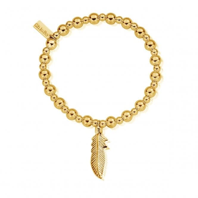 Gold Mini Small Ball Feather Bracelet GBMSB720ChloBoGBMSB720