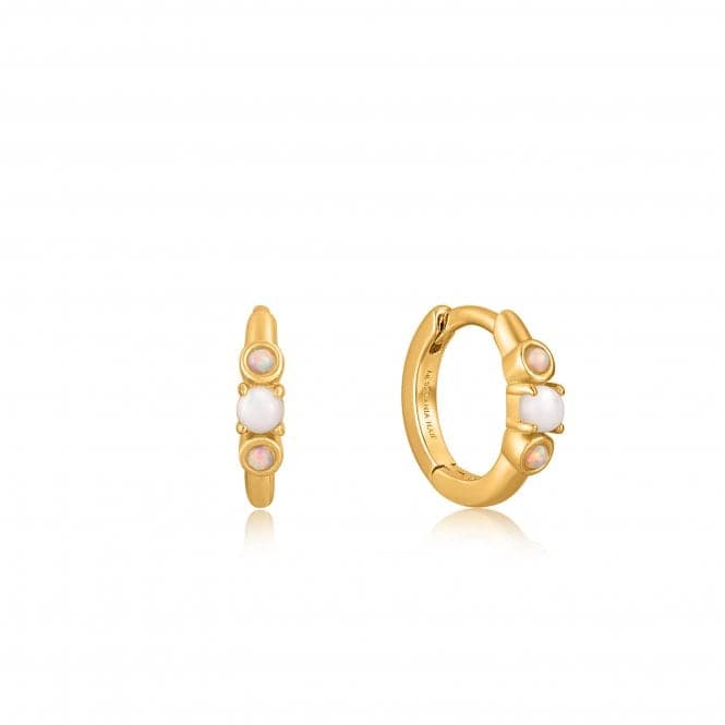 Gold Mother Of Pearl And Kyoto Opal Huggie Hoop Earrings E034 - 03GAnia HaieE034 - 03G