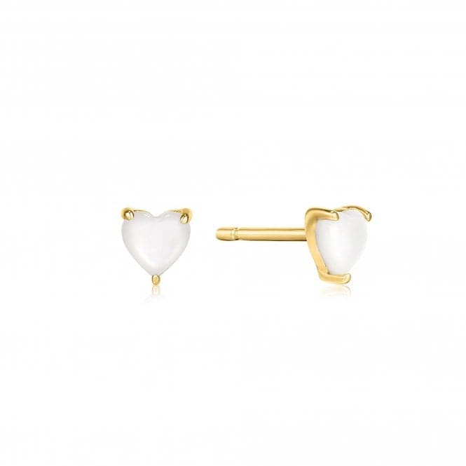 Gold Mother Of Pearl Heart Stud Earrings E034 - 99GAnia HaieE034 - 99G