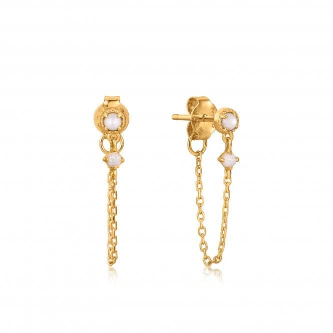 Gold Mother Of Pearl Kyoto Opal Chain Drop Stud Earrings E034 - 07GAnia HaieE034 - 07G