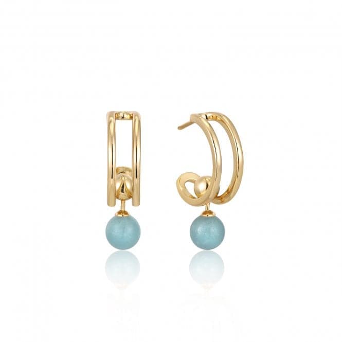 Gold Orb Amazonite Stud Mini Hoop Earrings E045 - 05G - AMAnia HaieE045 - 05G - AM