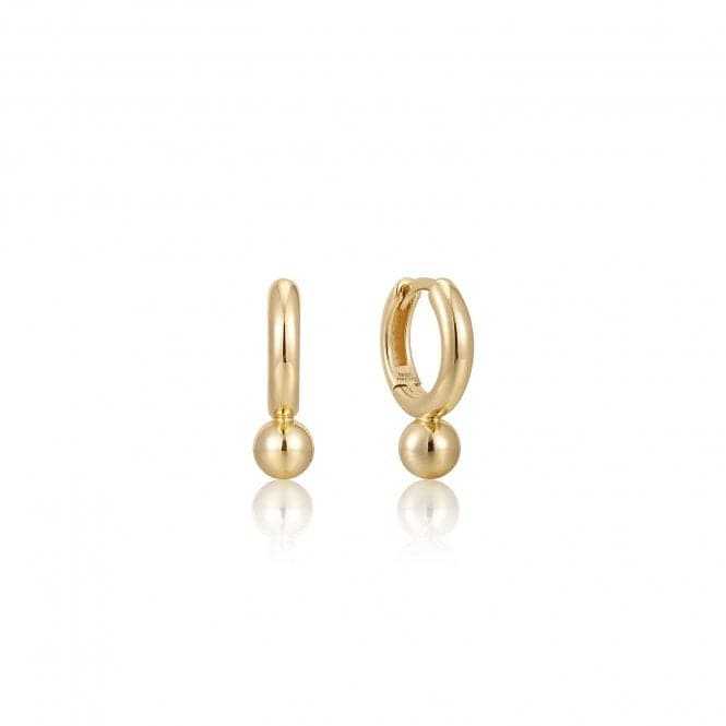 Gold Orb Drop Huggie Hoop Earrings E045 - 02GAnia HaieE045 - 02G