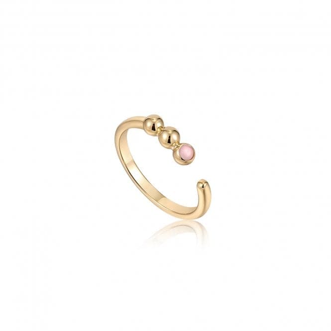 Gold Orb Rose Quartz Adjustable Ring R045 - 01G - RQAnia HaieR045 - 01G - RQ
