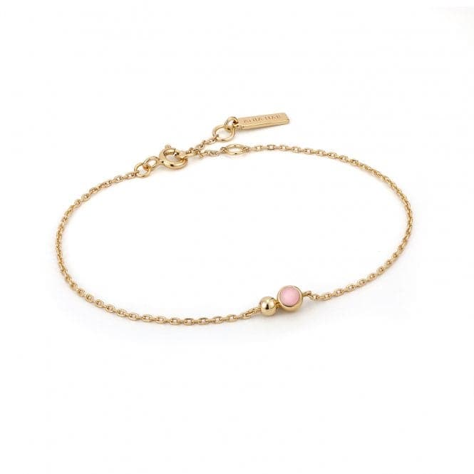 Gold Orb Rose Quartz Chain Bracelet B045 - 01G - RQAnia HaieB045 - 01G - RQ