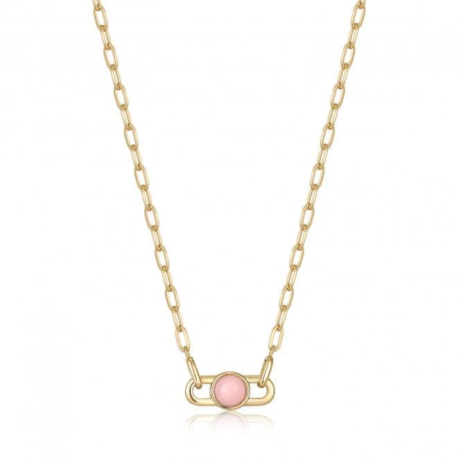 Gold Orb Rose Quartz Link Necklace N045 - 05G - RQAnia HaieN045 - 05G - RQ