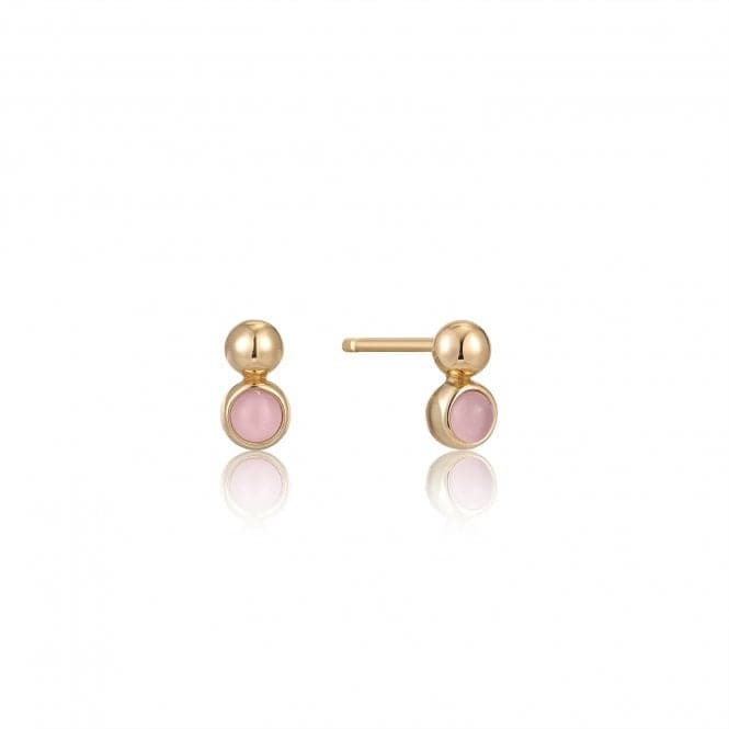 Gold Orb Rose Quartz Stud Earrings E045 - 01G - RQAnia HaieE045 - 01G - RQ