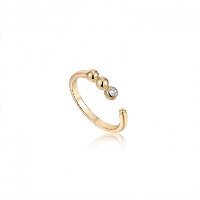 Gold Orb Sparkle Adjustable Ring R045 - 01G - CZAnia HaieR045 - 01G - CZ
