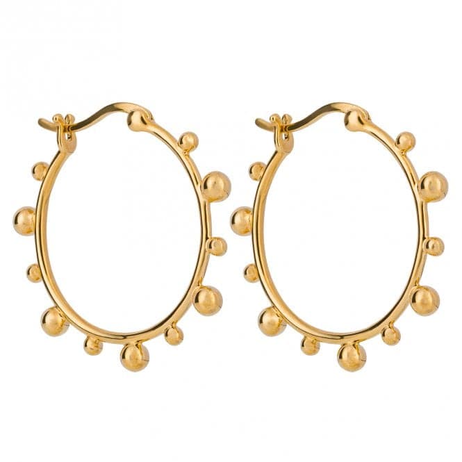 Gold Pated Hoop Earrings With Balls E6248BeginningsE6248