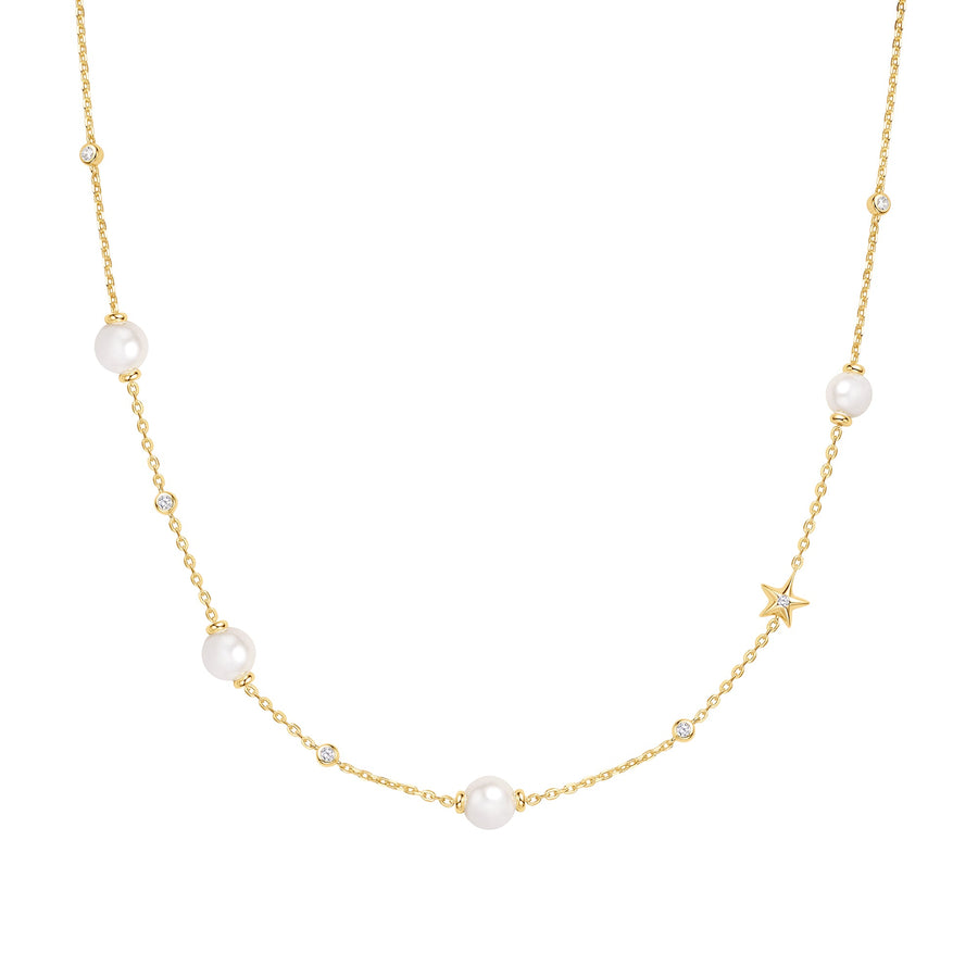 Gold Pearl and Star Station Necklace N065 - 09GAnia HaieN065 - 09G