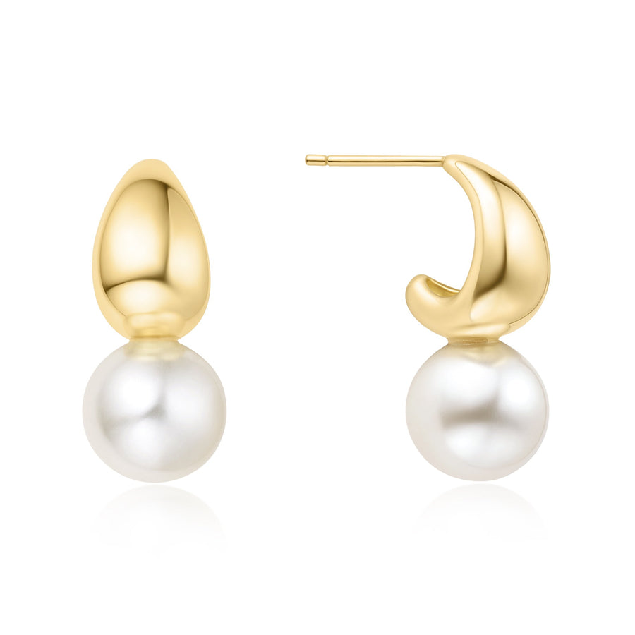 Gold Pearl Dome Hoop Earrings E062 - 06GAnia HaieE062 - 06G