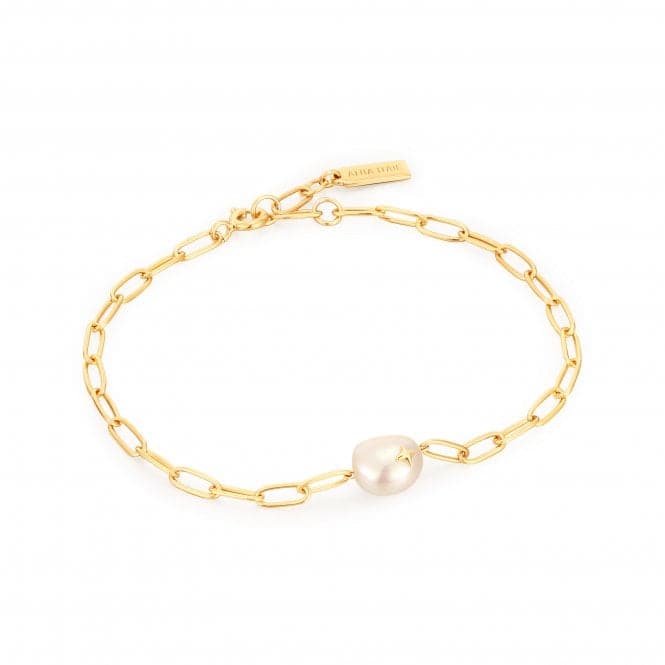 Gold Pearl Sparkle Chunky Chain Bracelet B043 - 03GAnia HaieB043 - 03G