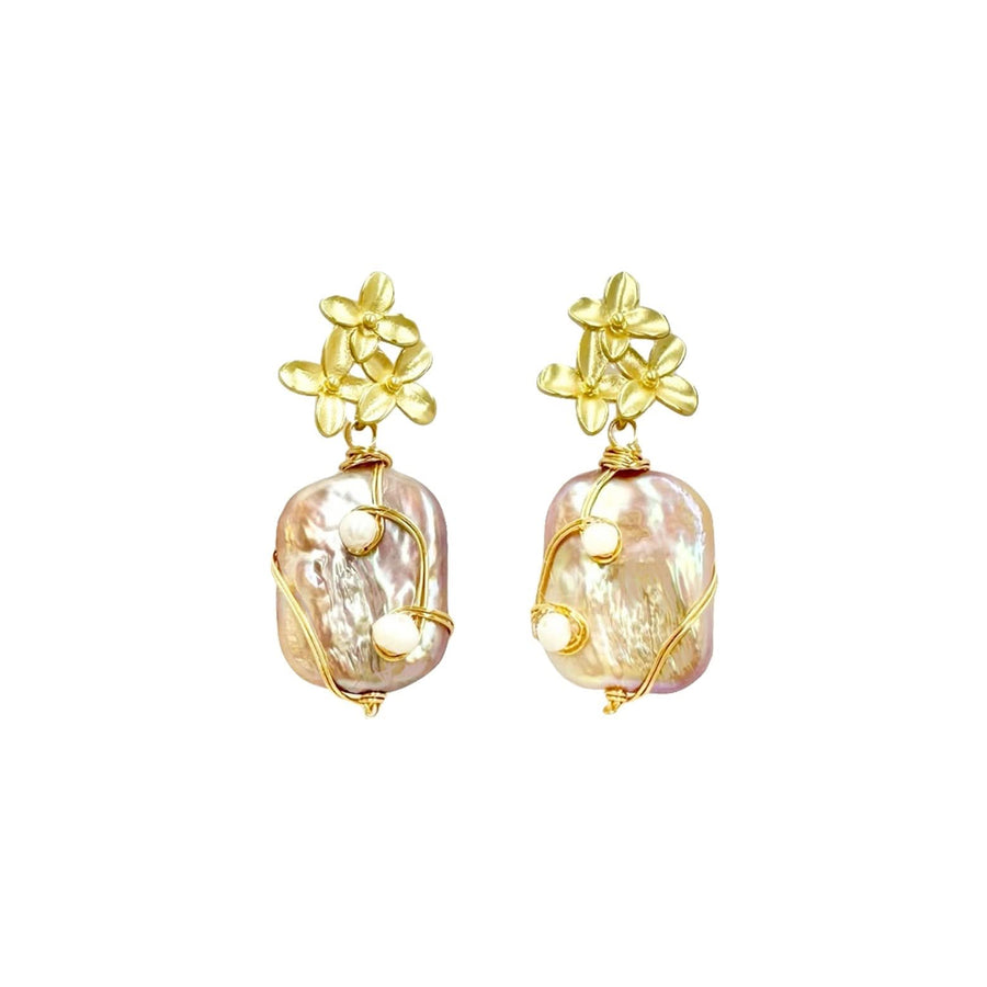 Gold Vermeil Petal Pink Baroque Pearl Earrings