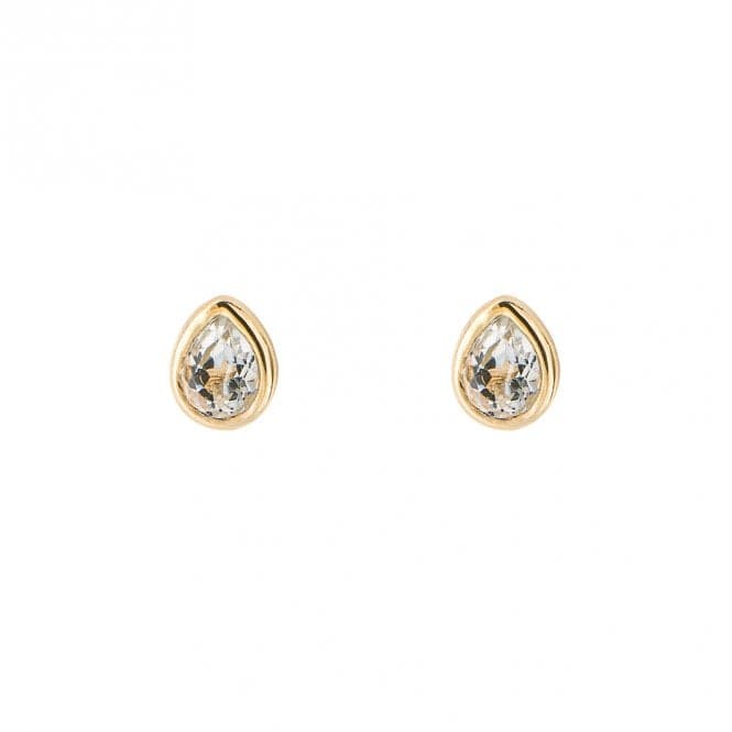 Gold Plated Birthstone April White Topaz Earrings E6205BeginningsE6205