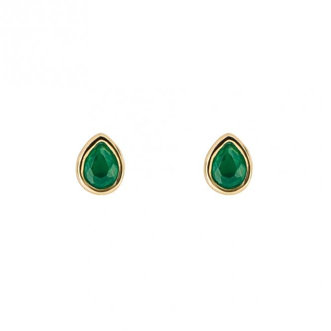 Gold Plated Birthstone May Green Onix Earrings E6206BeginningsE6206