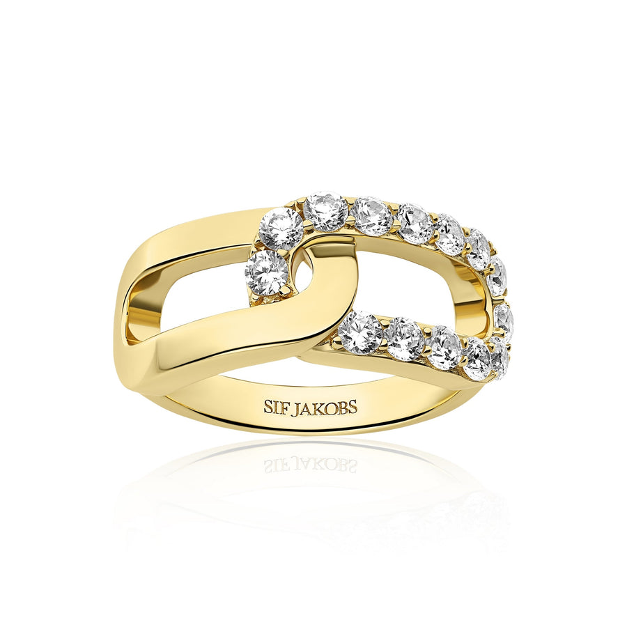 Gold Plated Capizzi Due Ring SJ - R42238 - CZ - YGSif JakobsSJ - R42238 - CZ - YG - 52