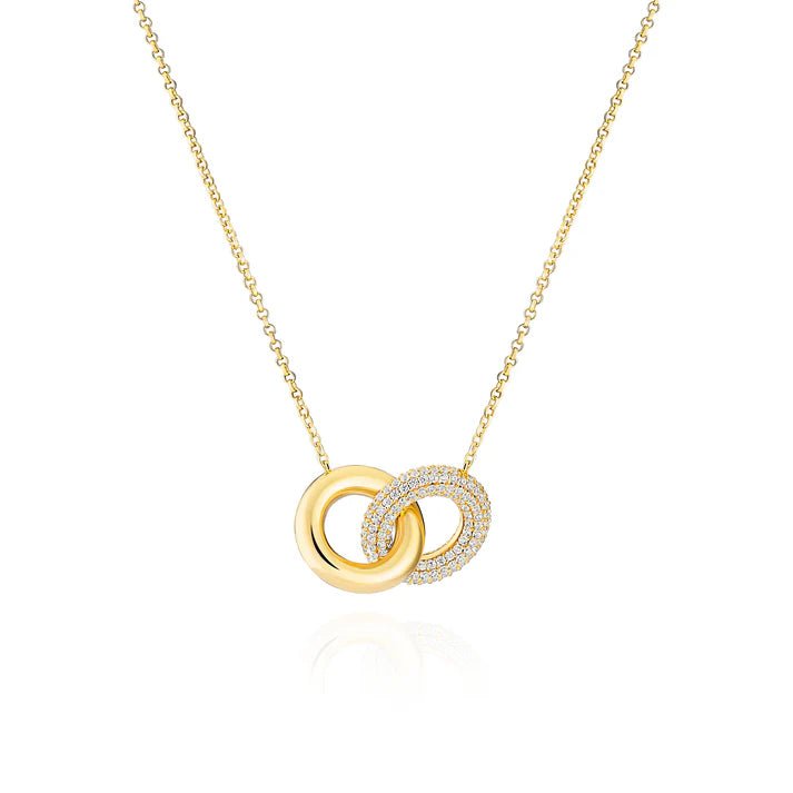 Gold Plated Carrara Due Piccolo Necklace SJ - N2477 - CZ - YGSif JakobsSJ - N2477 - CZ - YG