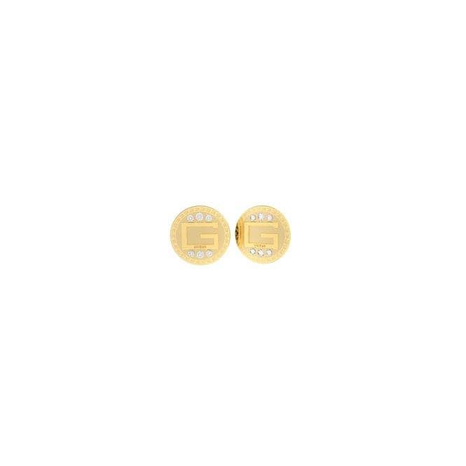 Gold Plated Coin G Logo Crystal Stud Earrings UBE01028YGGuess JewelleryUBE01028YG