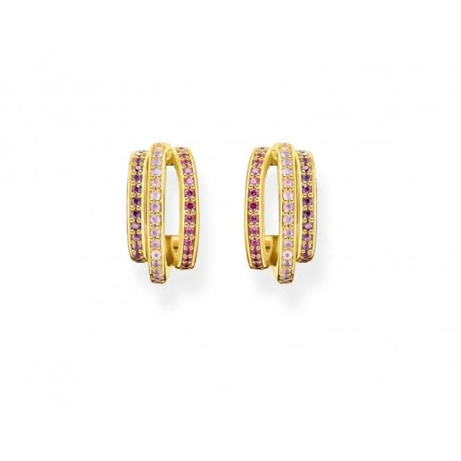 Gold Plated Colourful Stone Hoop Earrings CR663 - 973 - 7Thomas Sabo Sterling SilverCR663 - 973 - 7