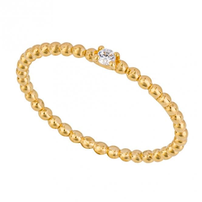 Gold Plated Dainty Beaded Zirconia Ring R3823CBeginningsR3823C 50