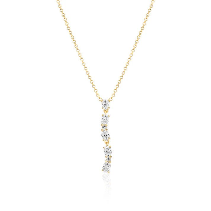 Gold Plated Ellera Ovale Lungo Necklace SJ - N2421 - CZ - YGSif JakobsSJ - N2421 - CZ - YG