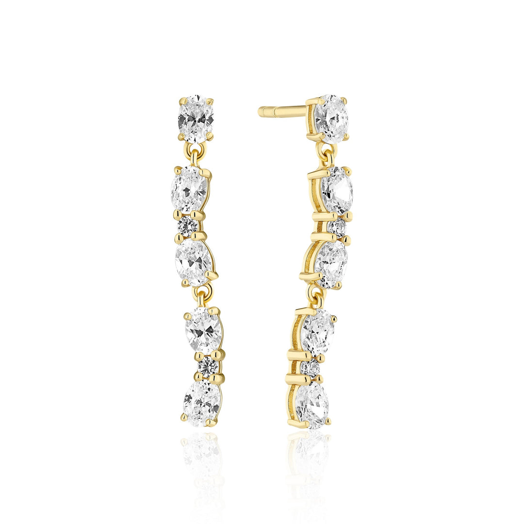 Gold Plated Ellera Ovale Sette Earrings SJ - E2417 - CZ - YGSif JakobsSJ - E2417 - CZ - YG