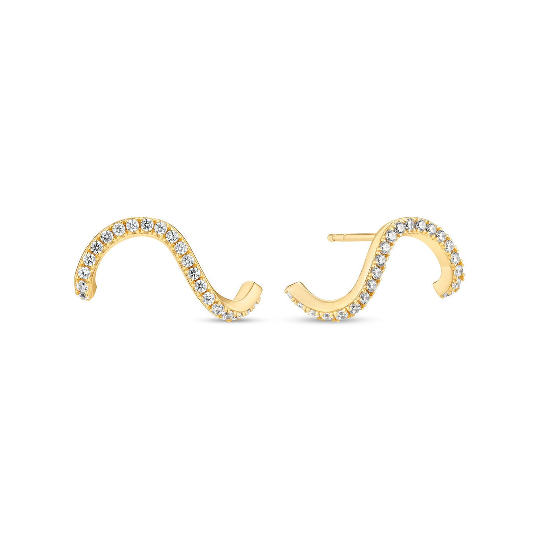 Gold Plated Ellera Waves Earrings SJ - E3890 - CZ - YGSif JakobsSJ - E3890 - CZ - YG