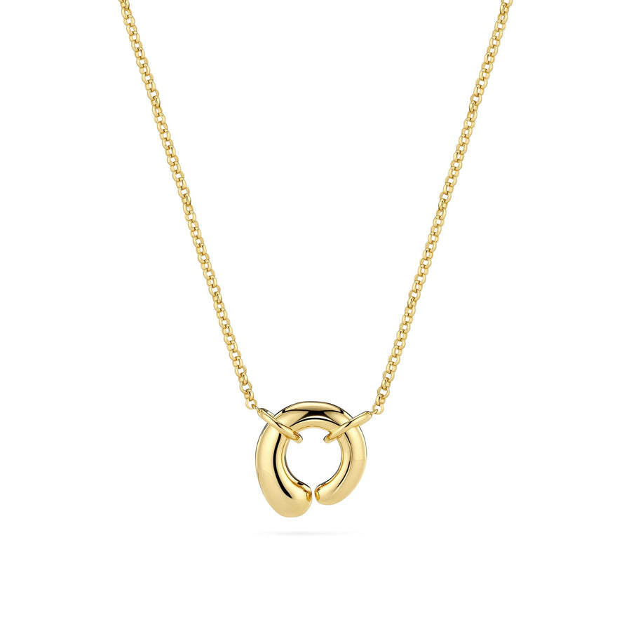 Gold Plated Goccia Circolo Pianura Necklace SJ - N2586 - YGSif JakobsSJ - N2586 - YG