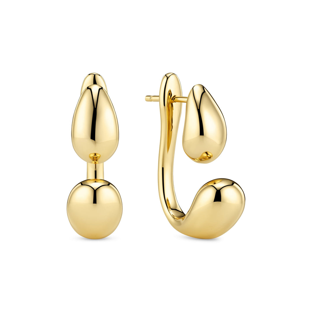 Gold Plated Goccia Due Pianura Grande Earrings SJ - E2585 - YGSif JakobsSJ - E2585 - YG