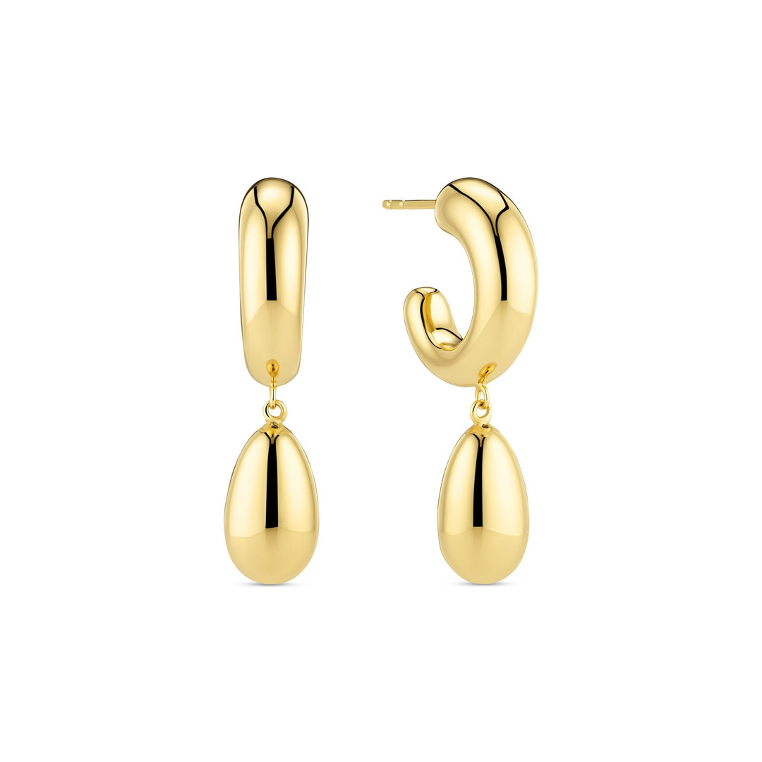 Gold Plated Goccia Pendolo Pianura Earrings SJ - E2587 - YGSif JakobsSJ - E2587 - YG