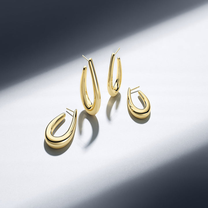 Gold Plated Goccia Pianura Medio Earrings SJ - E2484 - YGSif JakobsSJ - E2484 - YG