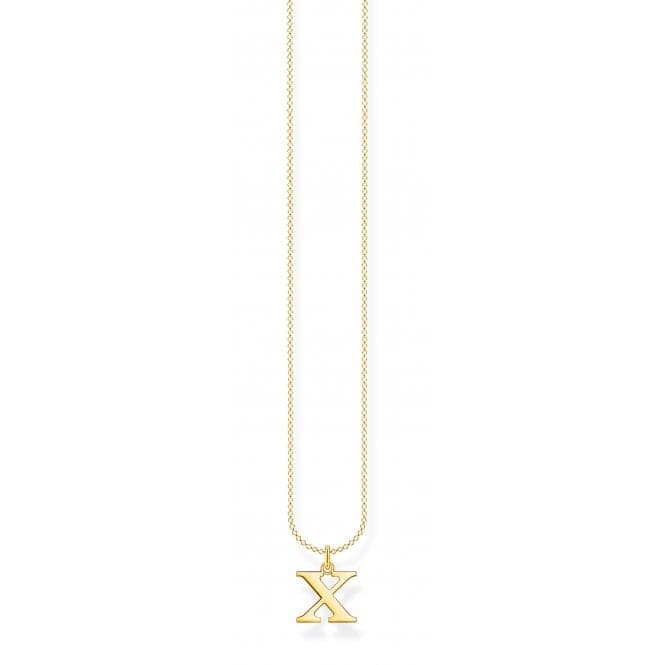 Gold Plated Letter X Necklace KE2033 - 413 - 39 - L45VThomas Sabo Charm Club CharmingKE2033 - 413 - 39 - L45V