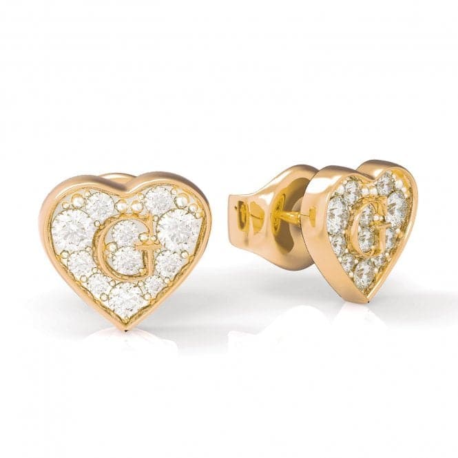 Gold Plated Pave Heart Swarovski Crystal Stud Earrings UBE79073Guess JewelleryUBE79073
