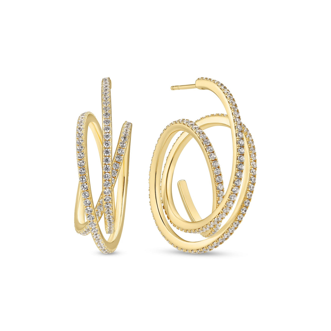 Gold Plated Spirale Grande Earrings SJ - E2591 - CZ - YGSif JakobsSJ - E2591 - CZ - YG