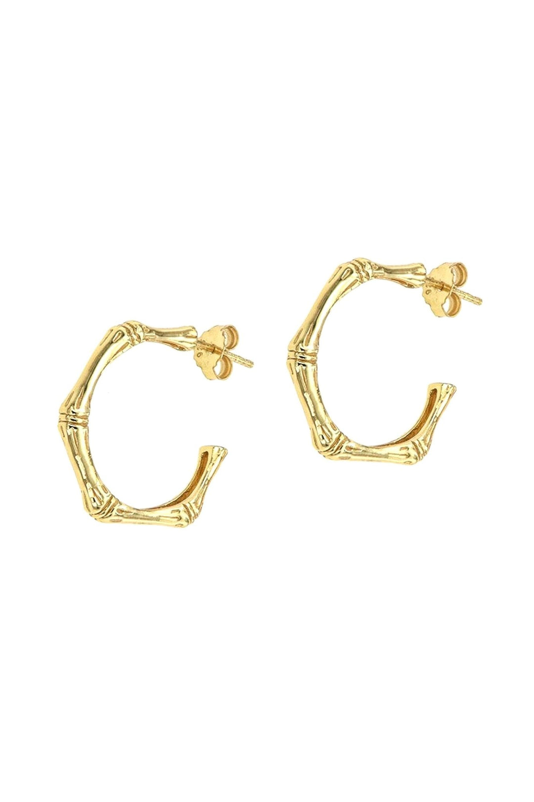 Gold Plated Sterling Silver 24mm Bamboo Hoop Stud EarringsThe Fine CollectiveBA0072086