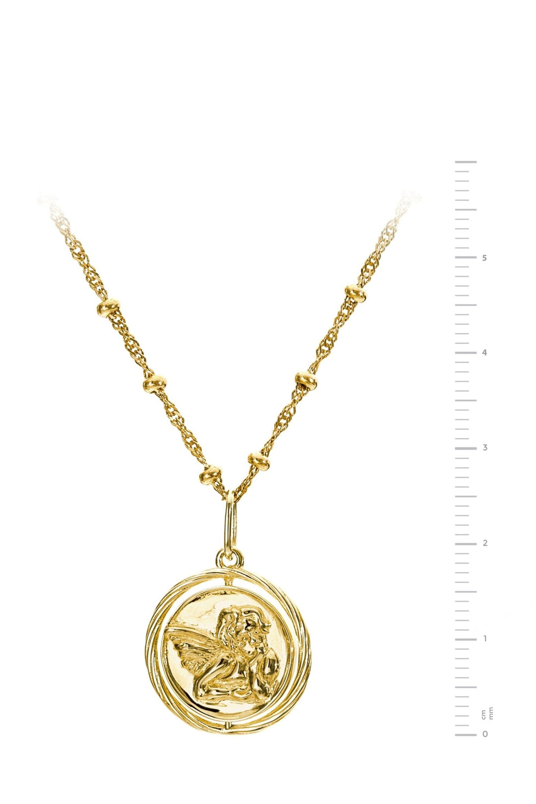 Gold Plated Sterling Silver Cherub Disc Spinner Pendant NecklaceThe Fine CollectiveBA0064023